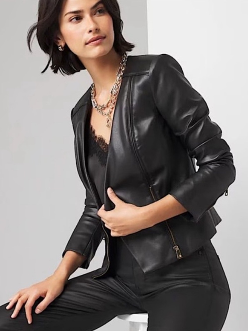 NWT WHBM Faux Leather Moto Jacket